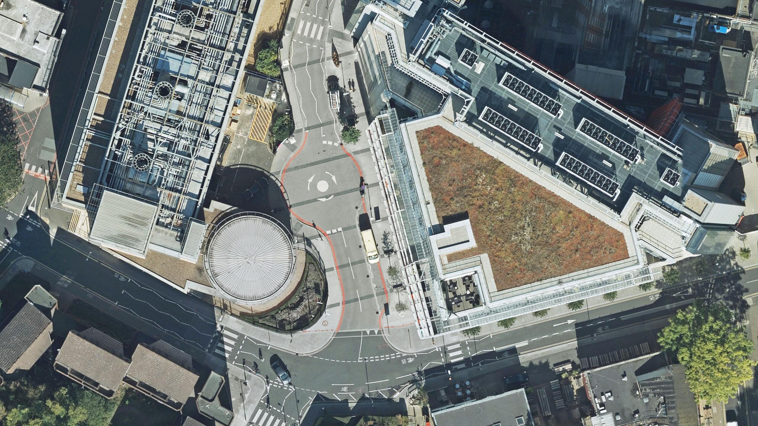 Aerial view of London rooftop