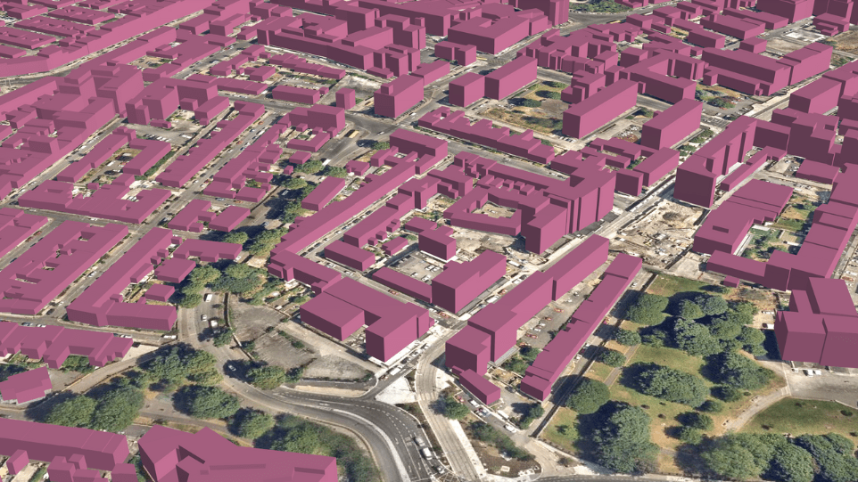 3D buildings shown on photogrammetric base map