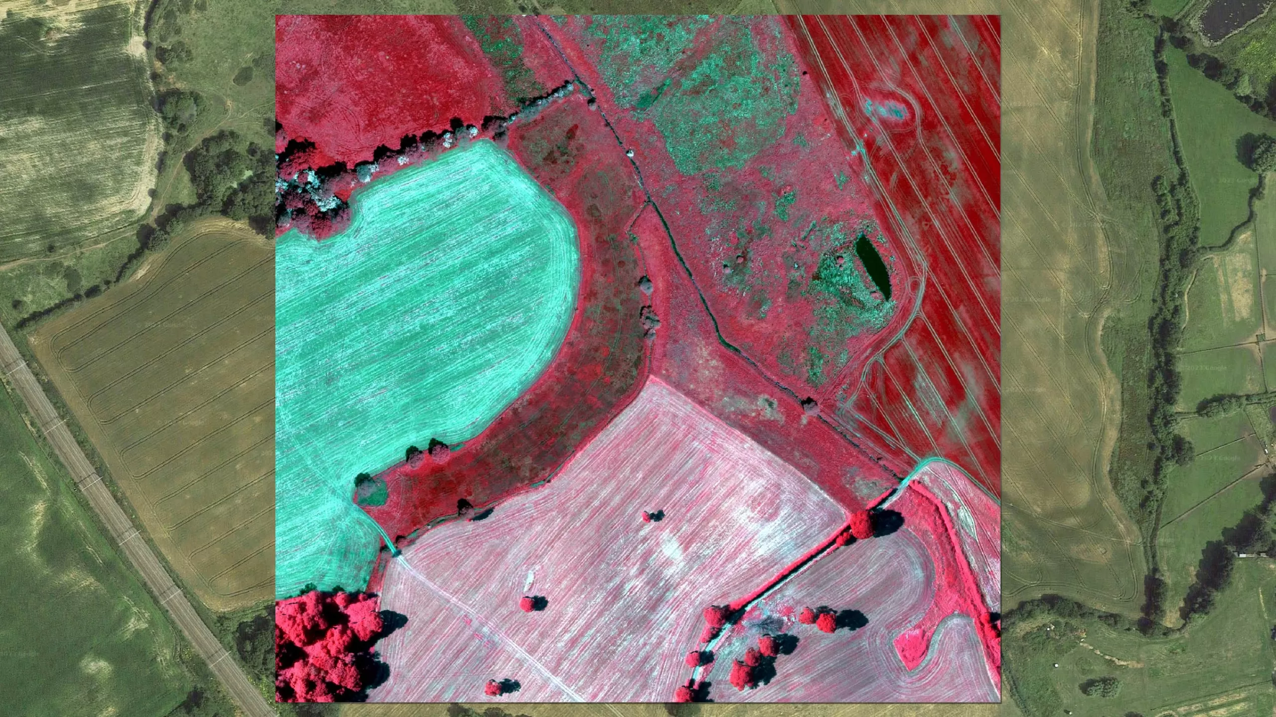 Aerial imagery of rural fields with RGB filters used by Gentian to help protect wildlife