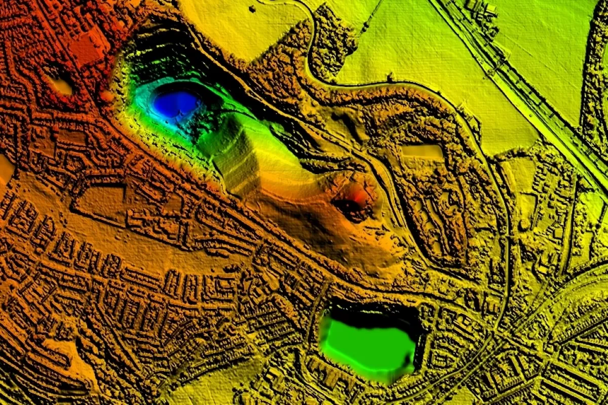 Photogrammetric image of terrain and surface features