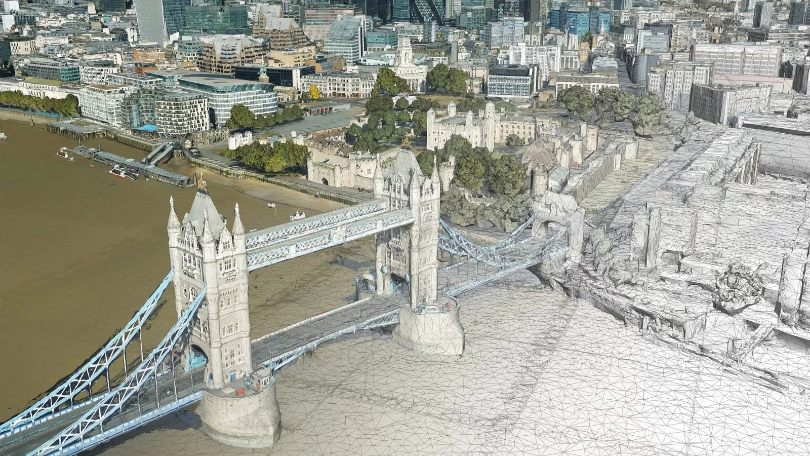 MetroVista mesh model of tower bridge in London