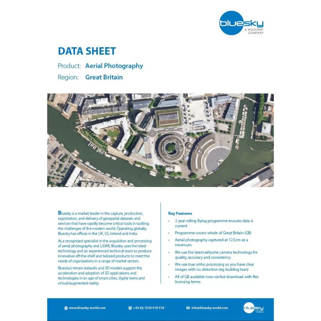Screenshot of the Aerial Photography data sheet