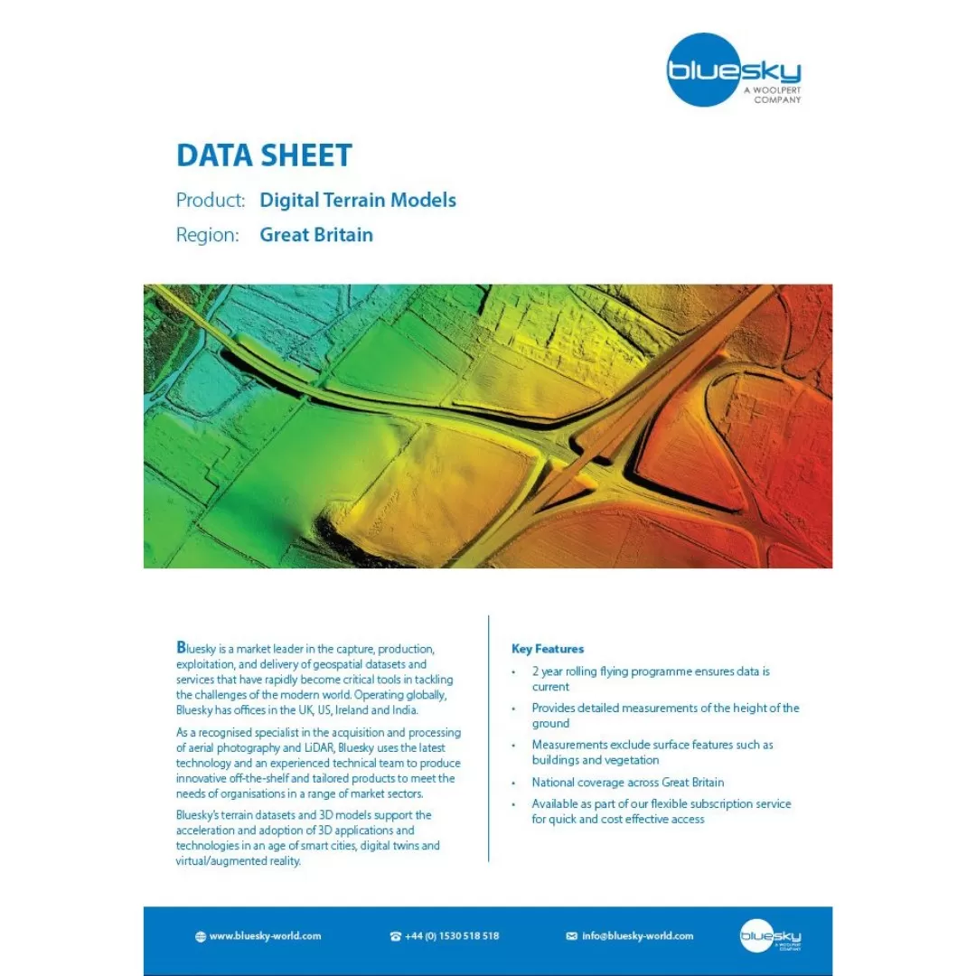 Screenshot of the DTM data sheet
