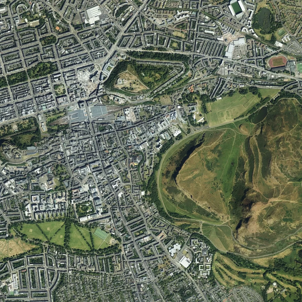 Aerial image of Scottish parliament and surrounding area
