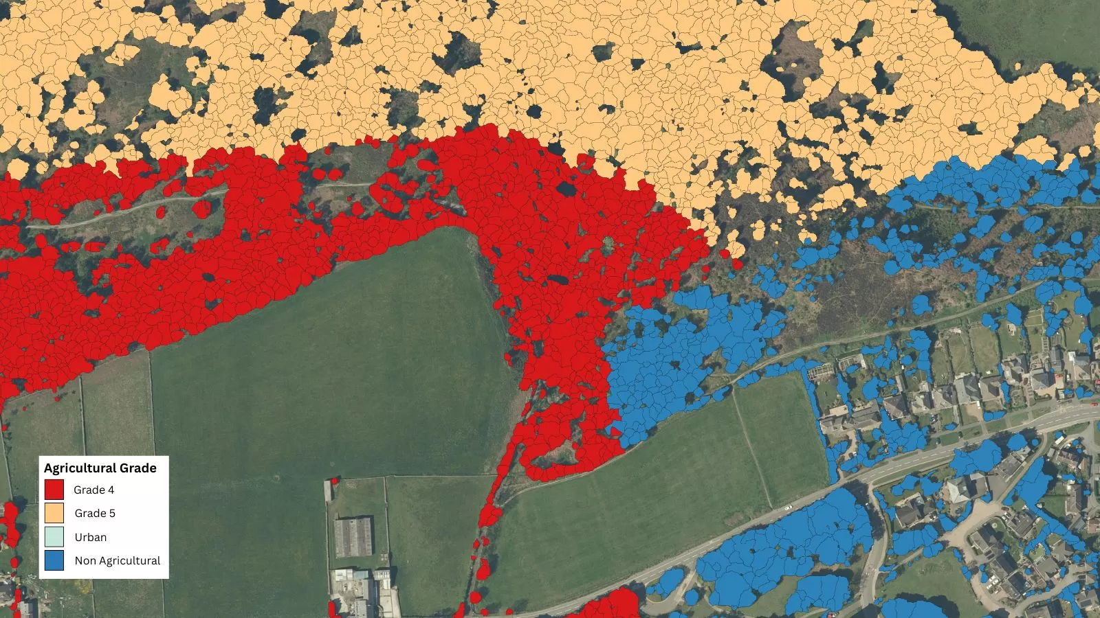 NTM Plus showing land agricultural grade with legend