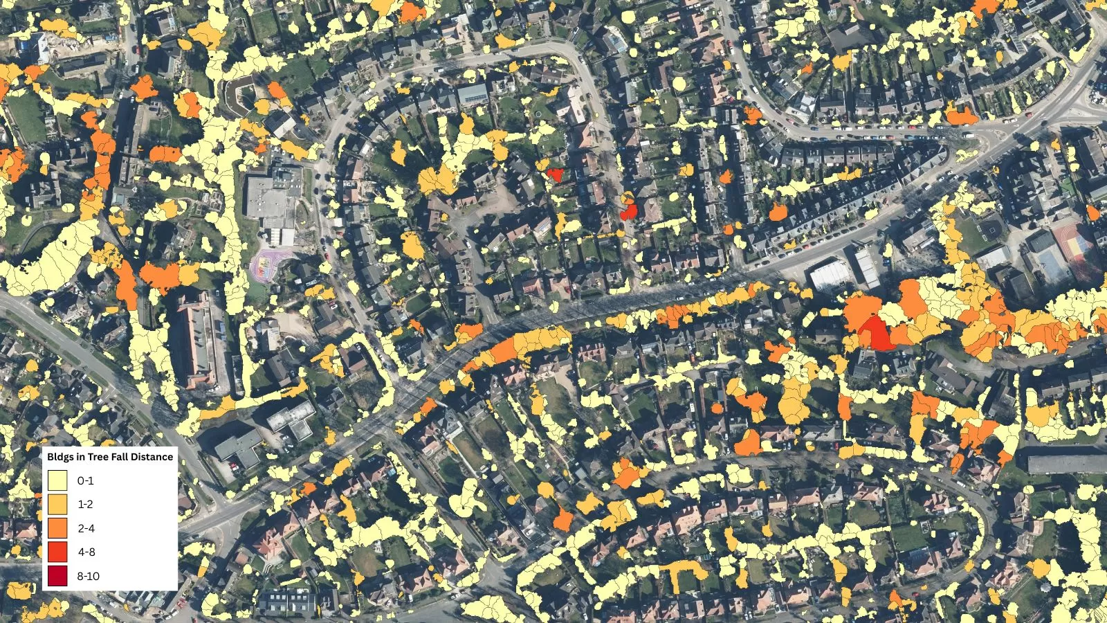NTM Risk showing tree fall distance with legend